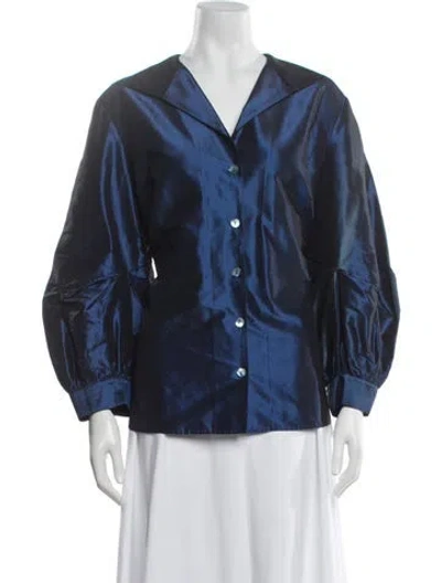 Pre-owned Lafayette 148 Silk Jacket In Blue
