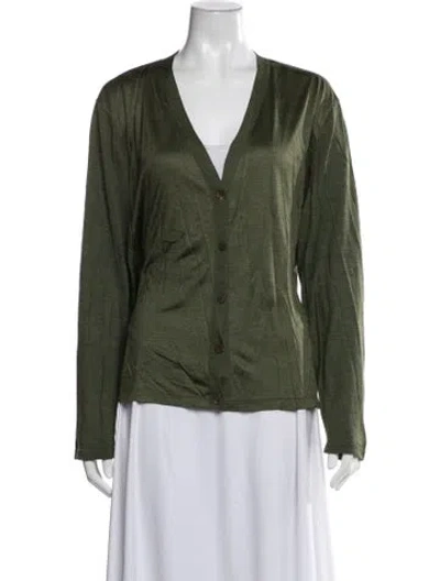 Pre-owned Lafayette 148 Silk Jacket In Green