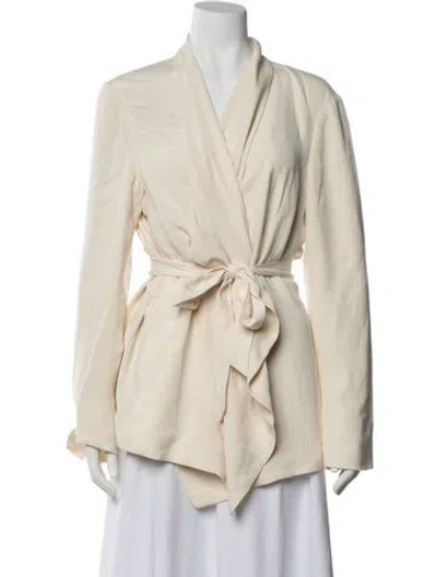 Pre-owned Lafayette 148 Silk Jacket In Neutral