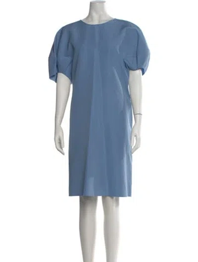 Pre-owned Lafayette 148 Silk Knee-length Dress In Blue
