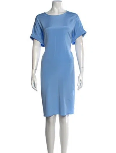 Pre-owned Lafayette 148 Silk Knee-length Dress In Blue
