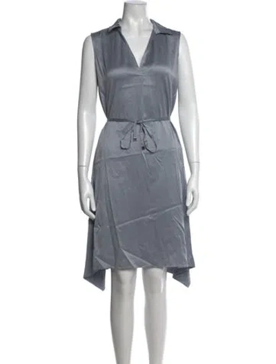 Pre-owned Lafayette 148 Silk Knee-length Dress In Blue