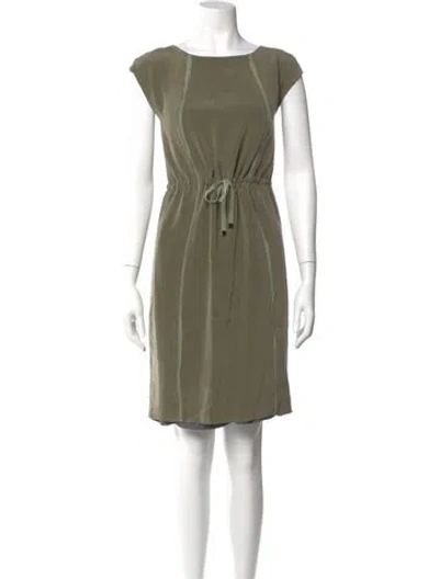 Pre-owned Lafayette 148 Silk Knee-length Dress In Green