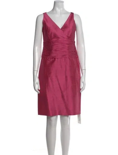 Pre-owned Lafayette 148 Silk Knee-length Dress In Pink