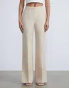 Lafayette 148 Silk-linen Gates Side Slit Flared Pant In Dune In Multi
