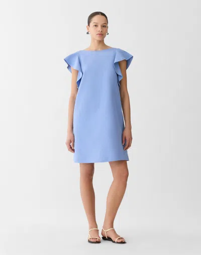 Lafayette 148 Silk Linen Ruffle Sleeve A-line Dress In Purple