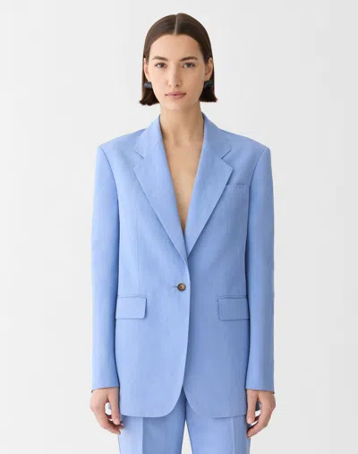Lafayette 148 Silk Linen Single Button Blazer In Purple