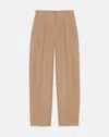 Lafayette 148 Silk-linen Wyatt Barrel Leg Pant In Beige