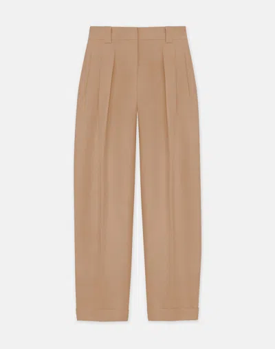 Lafayette 148 Silk-linen Wyatt Barrel Leg Pant In Beige
