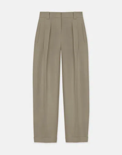 Lafayette 148 Silk-linen Wyatt Barrel Leg Trouser In Grey