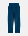 Lafayette 148 Silk-linen Wyatt Barrel Leg Pant In Lido Blue