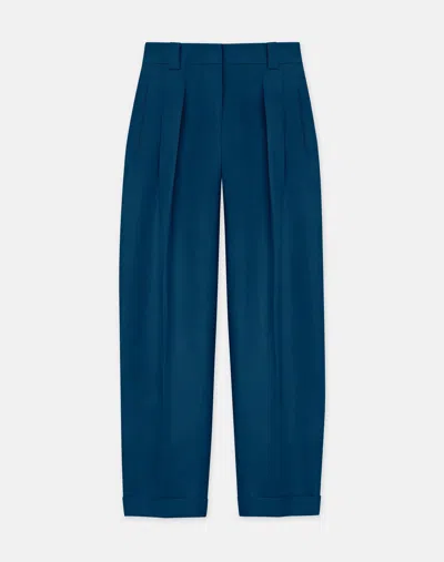 Lafayette 148 Silk-linen Wyatt Barrel Leg Pant In Lido Blue