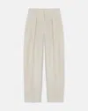 Lafayette 148 Silk-linen Wyatt Barrel Leg Pant In Plaster