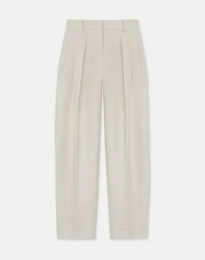 Lafayette 148 Silk-linen Wyatt Barrel Leg Pant In Plaster