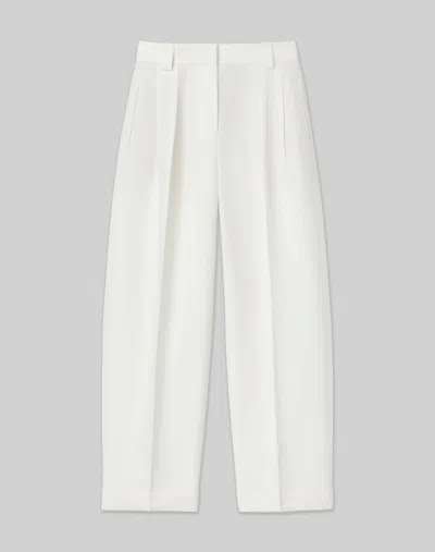 Lafayette 148 Silk-linen Wyatt Barrel Leg Pant In White