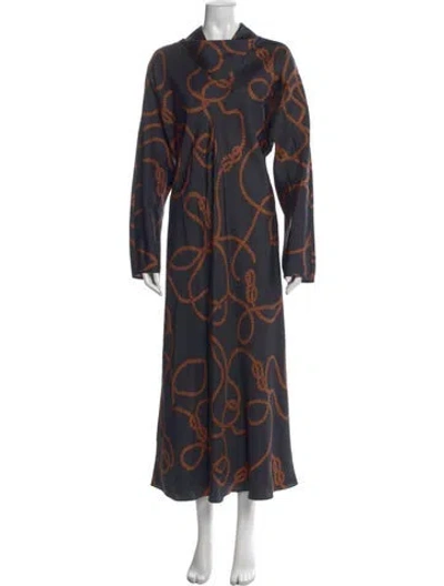 Pre-owned Lafayette 148 Silk Long Dress In Black