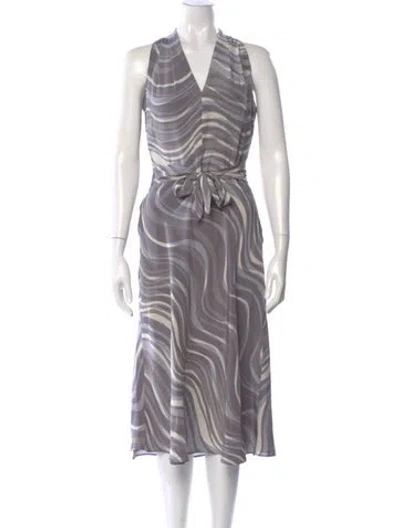 Pre-owned Lafayette 148 Silk Long Dress In Blue