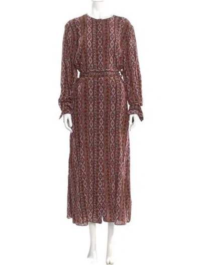 Pre-owned Lafayette 148 Silk Long Dress In Burgundy