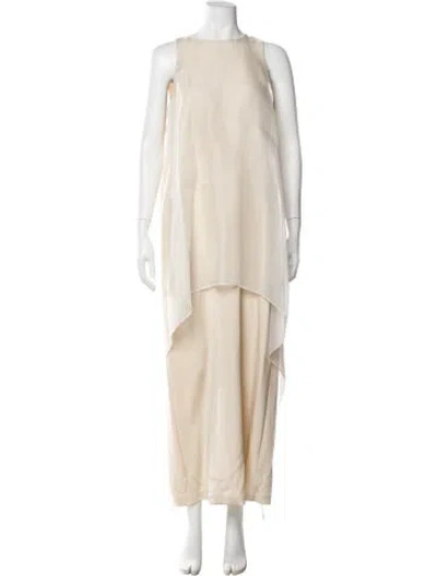 Pre-owned Lafayette 148 Silk Long Dress W/ Tags In Neutral