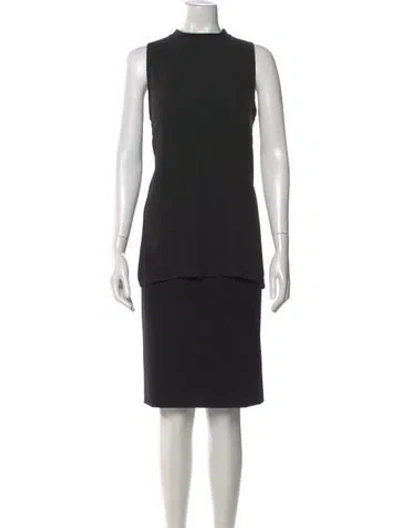 Pre-owned Lafayette 148 Silk Midi Length Dress In Black