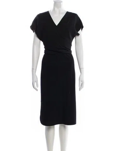 Pre-owned Lafayette 148 Silk Midi Length Dress In Black