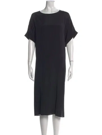 Pre-owned Lafayette 148 Silk Midi Length Dress In Black