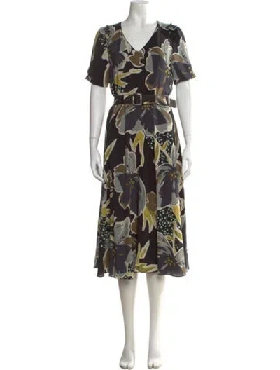 Pre-owned Lafayette 148 Silk Midi Length Dress In Black