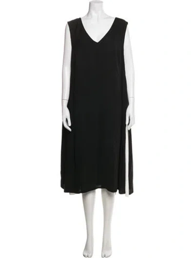Pre-owned Lafayette 148 Silk Midi Length Dress In Black