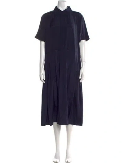 Pre-owned Lafayette 148 Silk Midi Length Dress In Blue