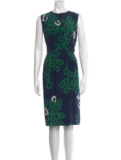 Pre-owned Lafayette 148 Silk Midi Length Dress In Blue