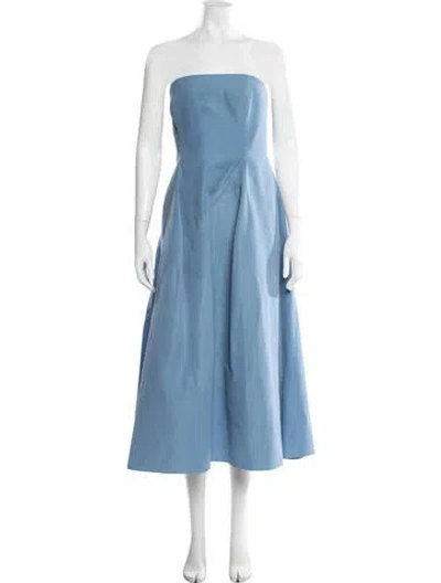 Pre-owned Lafayette 148 Silk Midi Length Dress In Blue