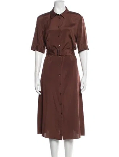 Pre-owned Lafayette 148 Silk Midi Length Dress In Burgundy