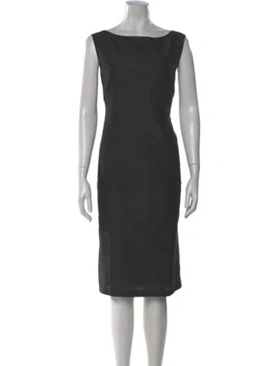 Pre-owned Lafayette 148 Silk Midi Length Dress In Gray
