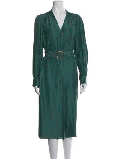 Pre-owned Lafayette 148 Silk Midi Length Dress In Green