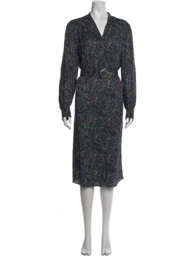 Pre-owned Lafayette 148 Silk Midi Length Dress In Multi