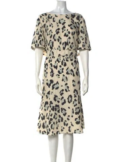 Pre-owned Lafayette 148 Silk Midi Length Dress In Neutral