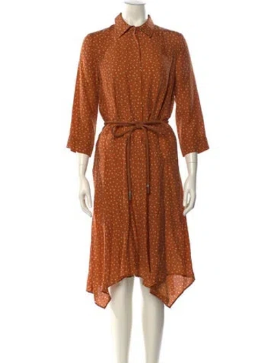 Pre-owned Lafayette 148 Silk Midi Length Dress In Orange