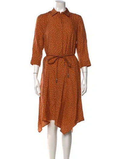 Pre-owned Lafayette 148 Silk Midi Length Dress In Orange
