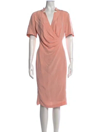 Pre-owned Lafayette 148 Silk Midi Length Dress In Pink