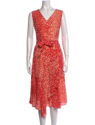 Pre-owned Lafayette 148 Silk Midi Length Dress In Pink