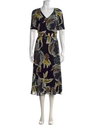 Pre-owned Lafayette 148 Silk Midi Length Dress W/ Tags In Black