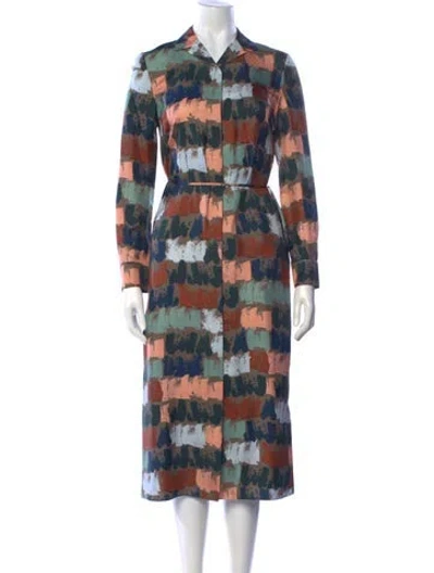 Pre-owned Lafayette 148 Silk Midi Length Dress W/ Tags In Blue
