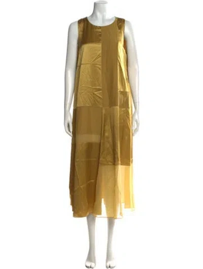 Pre-owned Lafayette 148 Silk Midi Length Dress In Yellow