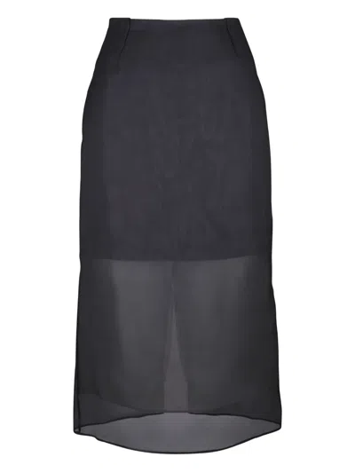Lafayette 148 Silk Midi Skirt In Black