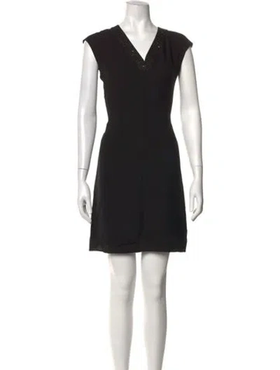 Pre-owned Lafayette 148 Silk Mini Dress In Black
