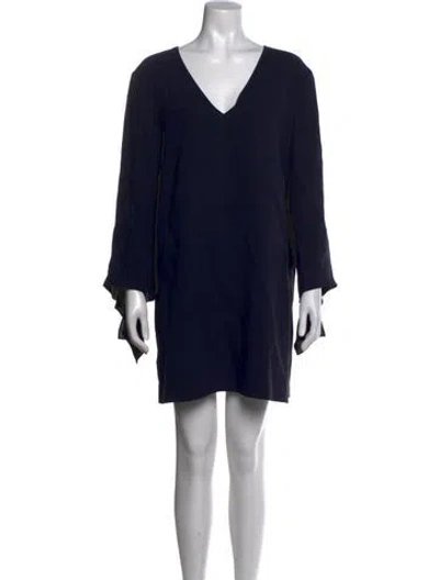 Pre-owned Lafayette 148 Silk Mini Dress In Blue