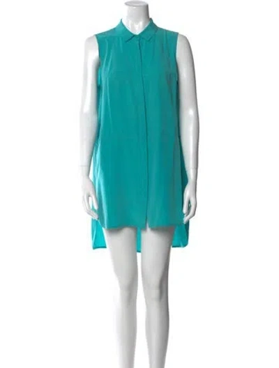 Pre-owned Lafayette 148 Silk Mini Dress In Green