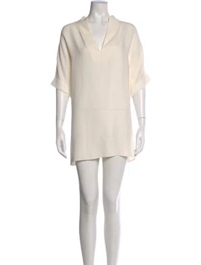 Pre-owned Lafayette 148 Silk Mini Dress In Neutral