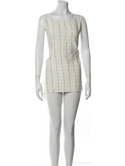 Pre-owned Lafayette 148 Silk Mini Dress In Neutrals