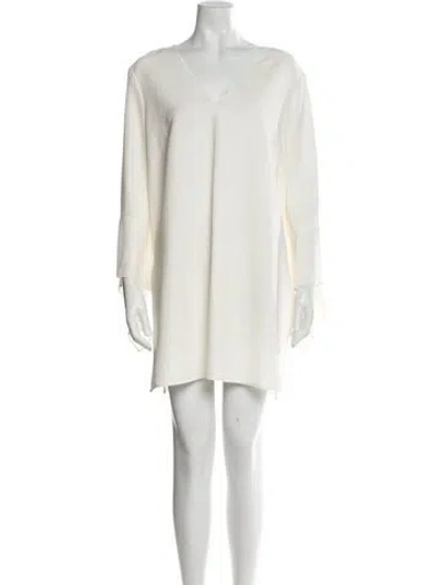 Pre-owned Lafayette 148 Silk Mini Dress In White